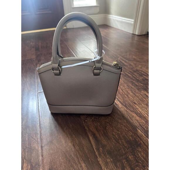 Anne Klein  Womens Light Grey Dome Satchel Saffiano Leather Classic Chic - Picture 2 of 6